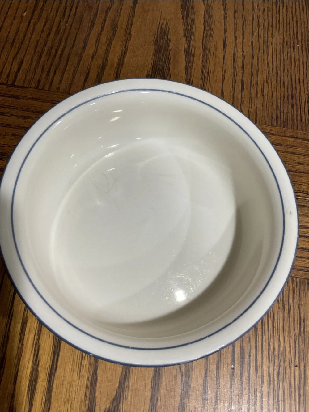 Pretty Lenox Chinastone Country Blue White Bowl with Blue Scroll Motif made USA